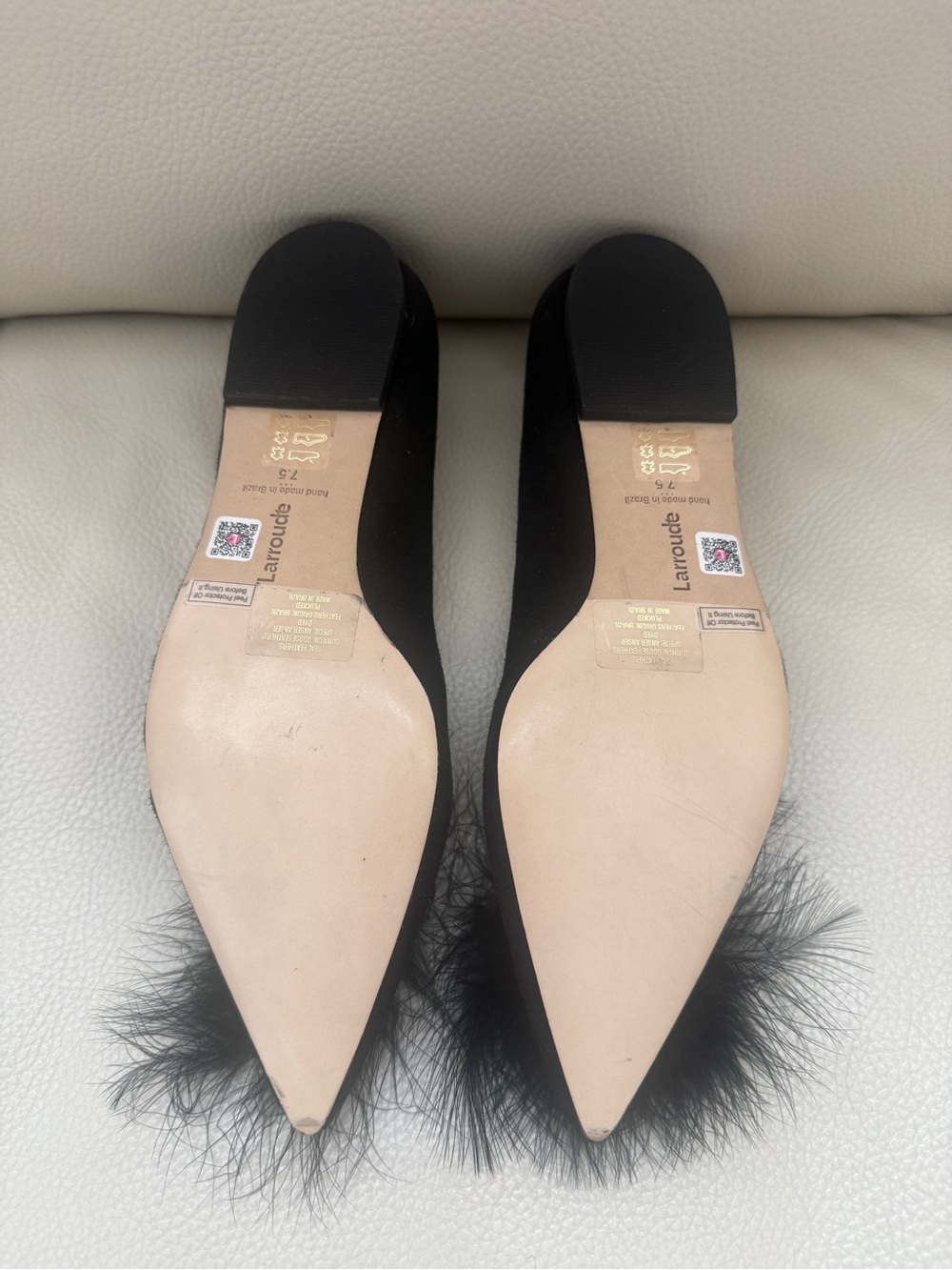 Larroudé Lee Pom-Pom Suede Flats - Size 7.5 - Picture 3 of 4